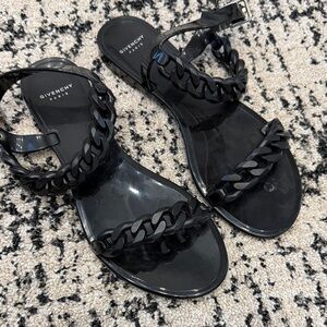 Givenchy Glossy Black Chain Sandals